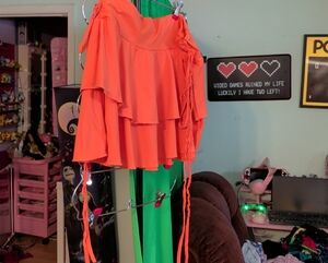 SHEIN Orange Skater Skirt